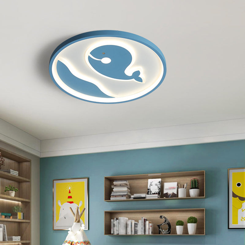 Nordic Whale Flush Mount Spotlight For Kids Bedroom - Metal Light Fixture