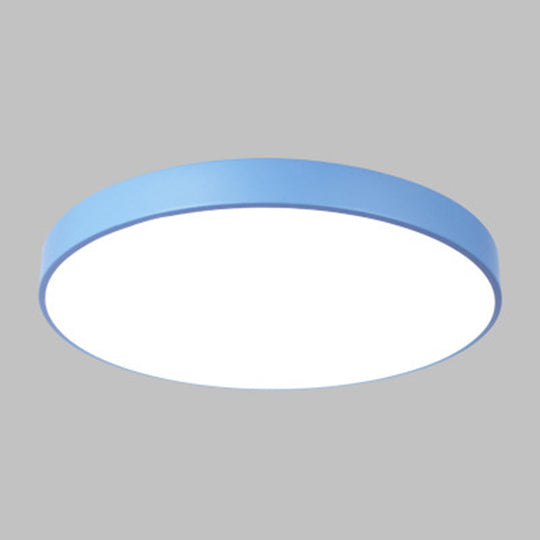 Round Nordic Metal Ceiling Lamp With Led Flush Mount Light For Bedrooms Blue / 12 White