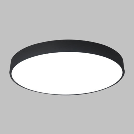 Round Nordic Metal Ceiling Lamp With Led Flush Mount Light For Bedrooms Black / 12 White