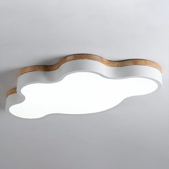 Nordic Cloud Shape Led Flush Mount Ceiling Lamp For Kids Bedroom White /