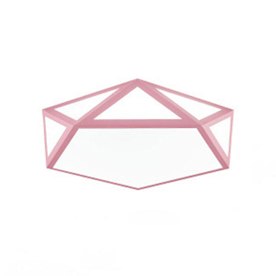 Diamond Nordic Led Ceiling Lamp For Bedroom - Flush Mount Style Pink / 16.5 White