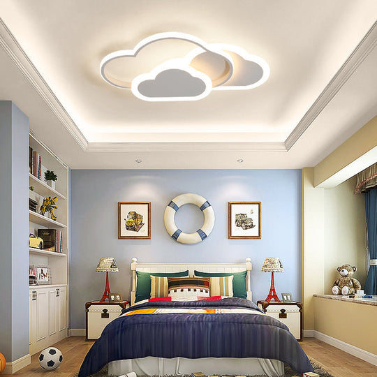 Nordic Cartoon Led Flush Mount Ceiling Lamp For Kids Bedroom White / Cloud