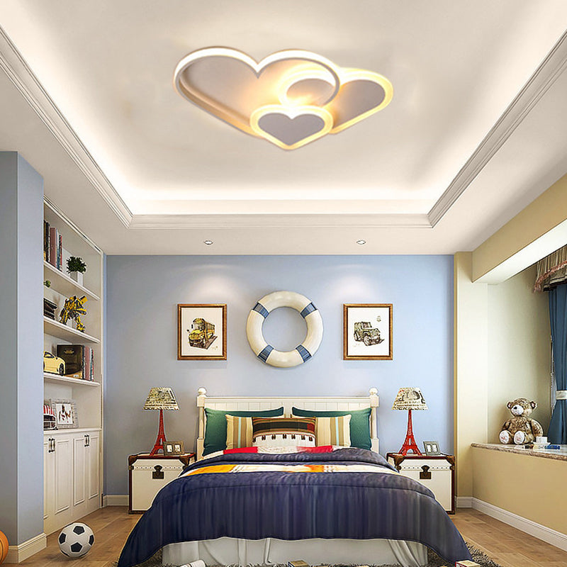 Nordic Cartoon Led Flush Mount Ceiling Lamp For Kids Bedroom White / Loving Heart