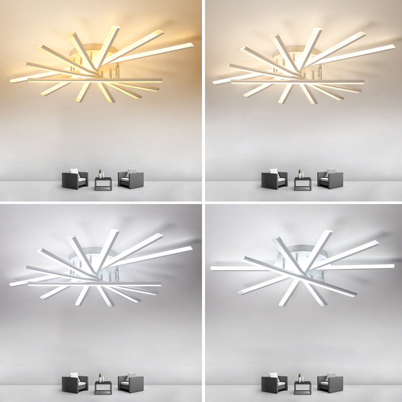 Modern Metal Led Semi Flush Mount Light Fixture For Living Room - 7 Lights