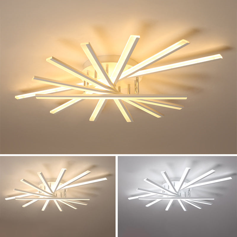 Modern Metal Led Semi Flush Mount Light Fixture For Living Room - 7 Lights