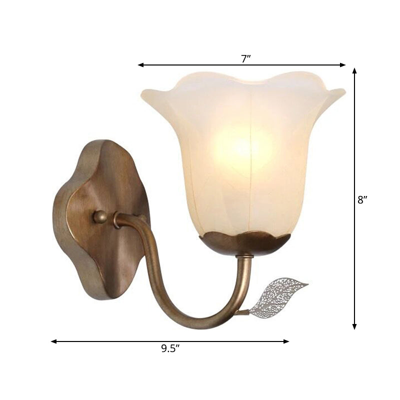 Flared Vanity Lamp With Traditional White Glass Sconce For Dining Room