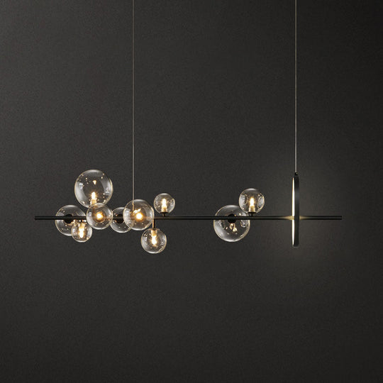 Contemporary Black Glass Pendant Lighting For Dining Table - Island Ceiling Light / 47.5