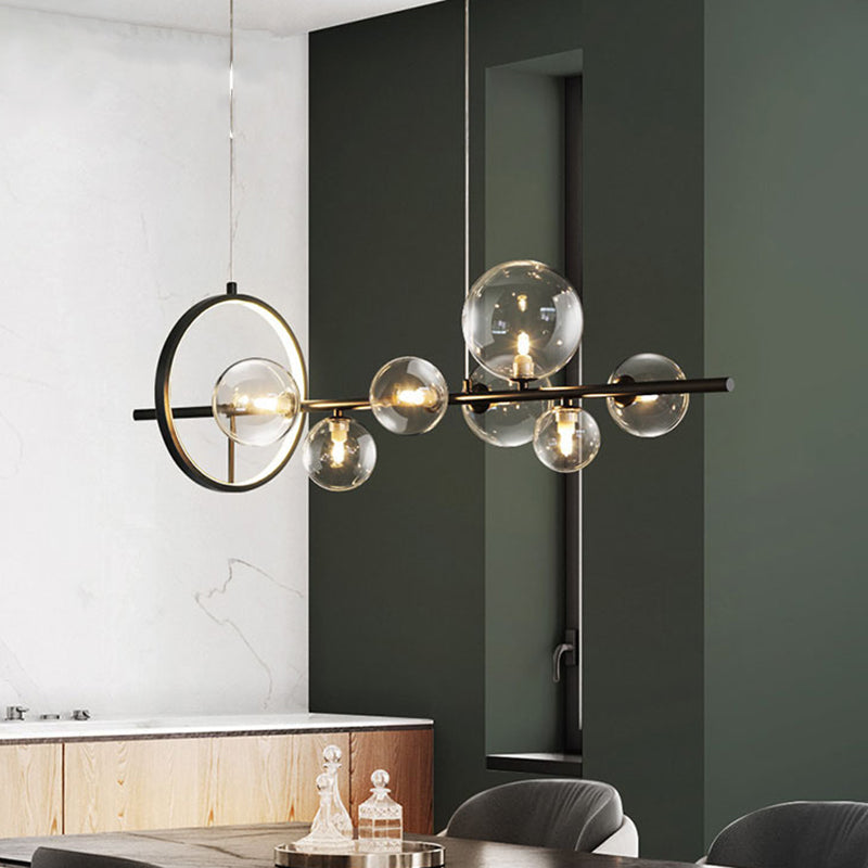 Contemporary Black Glass Pendant Lighting For Dining Table - Island Ceiling Light