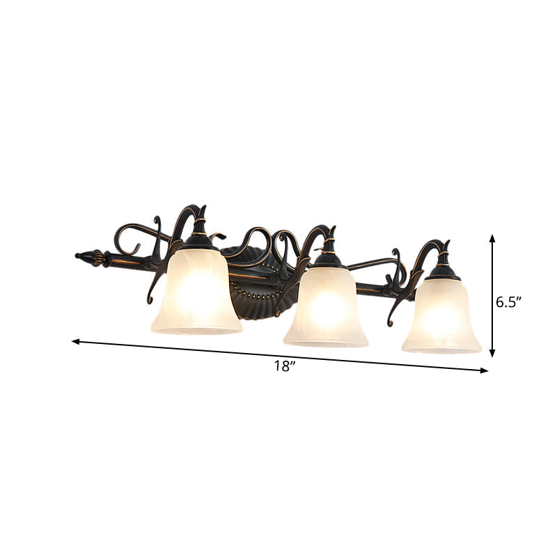 Bronze Frosted Glass Sconce With 2/3 Bell Lights - Traditional Vanity Light For Bathroom Wall Mount