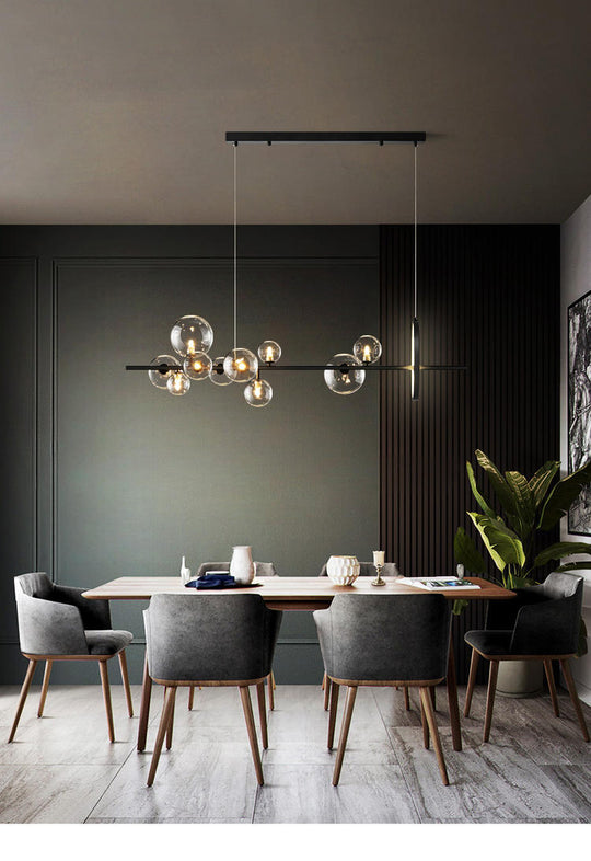 Contemporary Black Glass Pendant Lighting For Dining Table - Island Ceiling Light