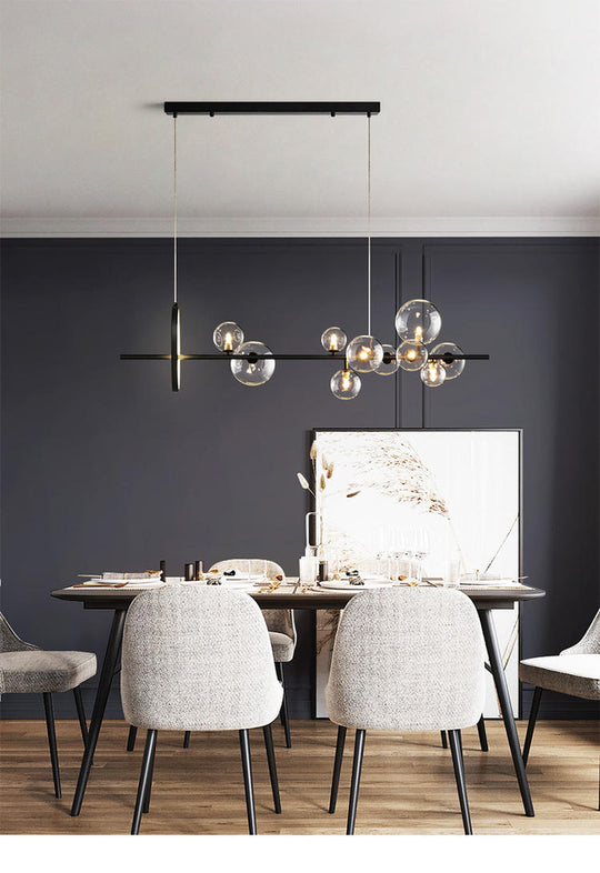 Contemporary Black Glass Pendant Lighting For Dining Table - Island Ceiling Light