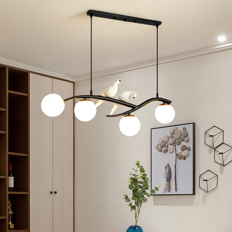 Linear Island Pendant Light With Modern Minimalist Design And Glass Shade For Dining Table - Stylish