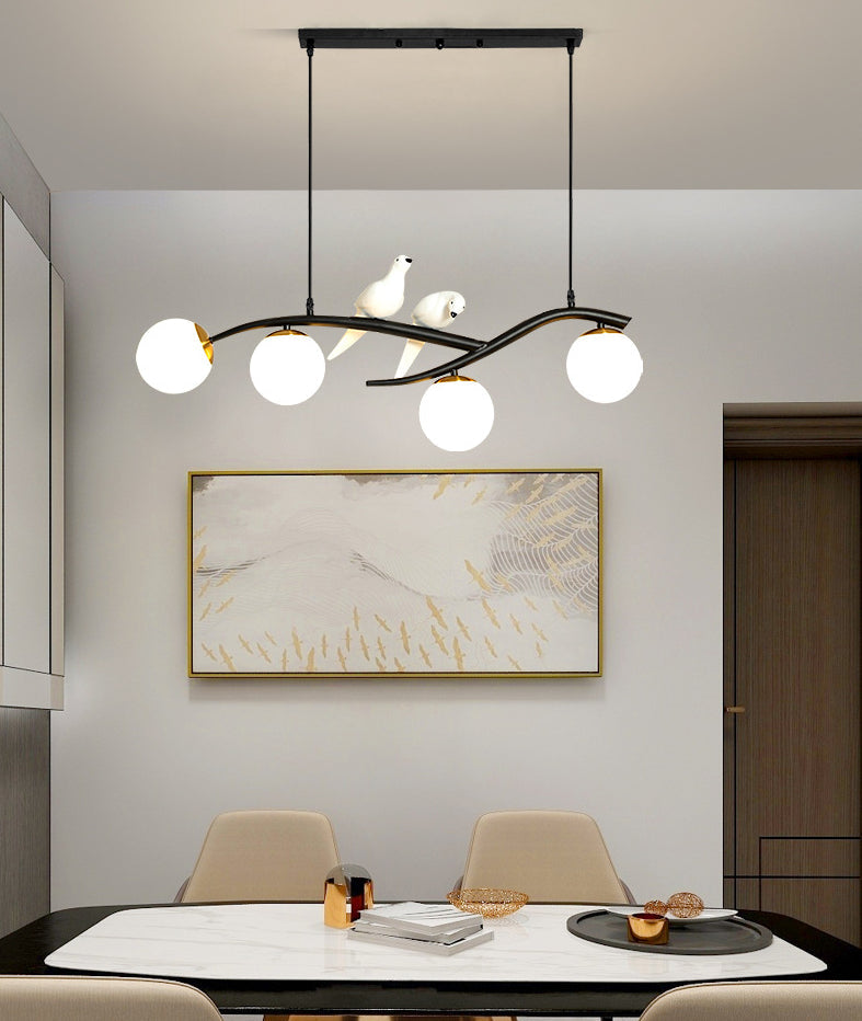 Linear Island Pendant Light With Modern Minimalist Design And Glass Shade For Dining Table - Stylish