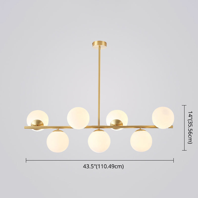 Mid-Century Gold Glass Pendant Lighting - 7 Light Spherical Island Ceiling For Dining Table