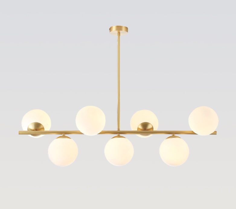 Mid-Century Gold Glass Pendant Lighting - 7 Light Spherical Island Ceiling For Dining Table