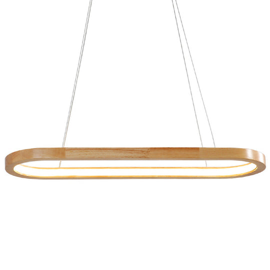 Minimalist Wood Island Pendant Led Ceiling Light - Modern Elliptic Design For Living Room