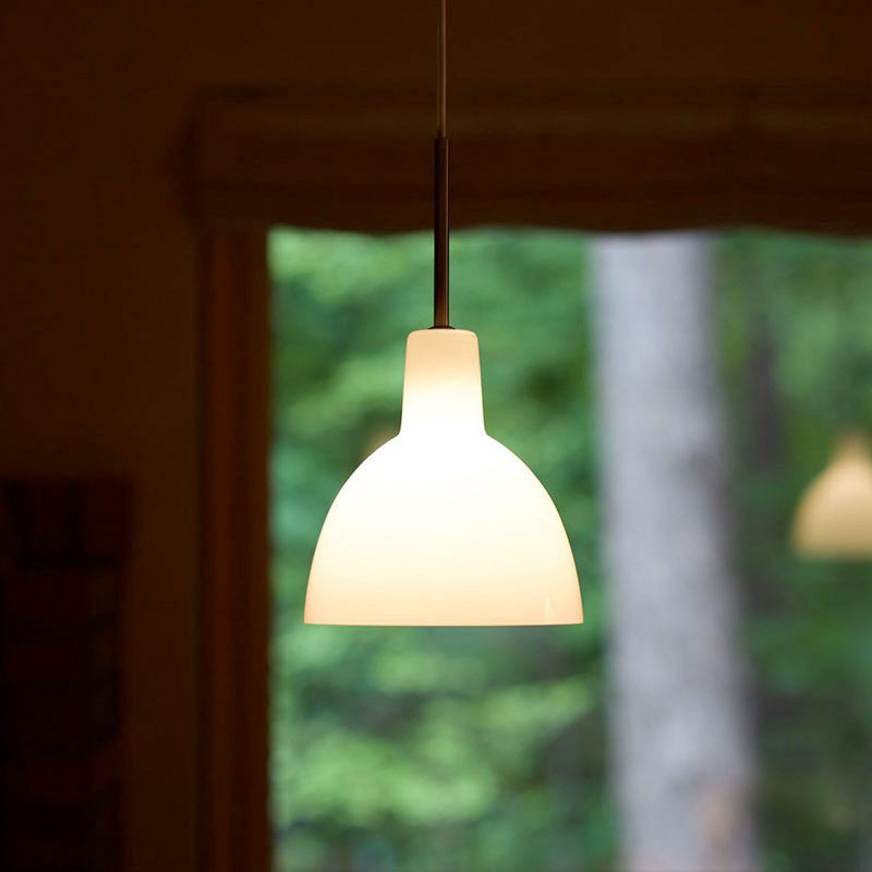 Modern Glass Pendant Lamp - White Bell Design Perfect For Kitchen Sink