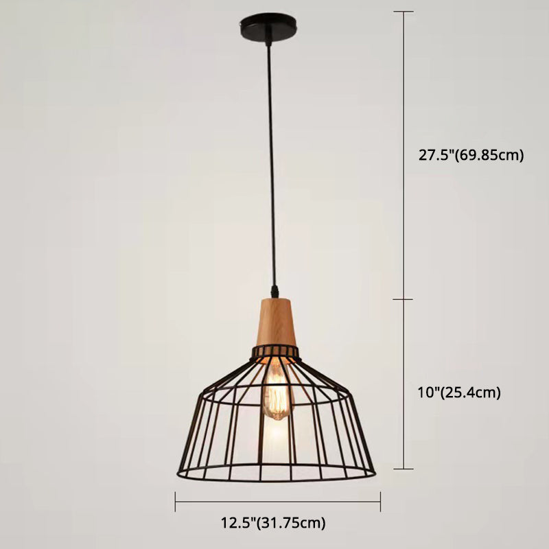 Restaurant Wire Cage Pendant Light: Black Metal Industrial Retro Hanging Lamp