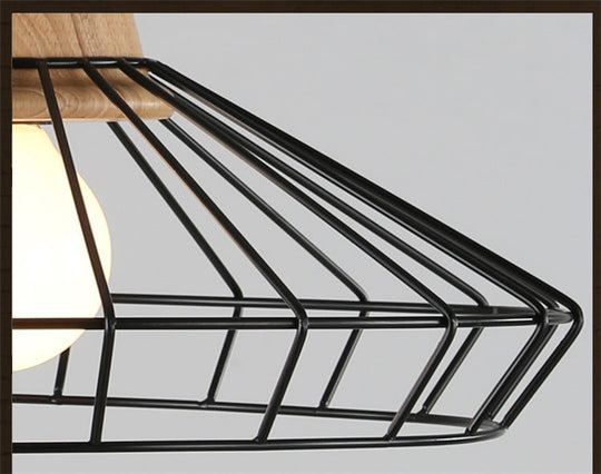 Restaurant Wire Cage Pendant Light: Black Metal Industrial Retro Hanging Lamp