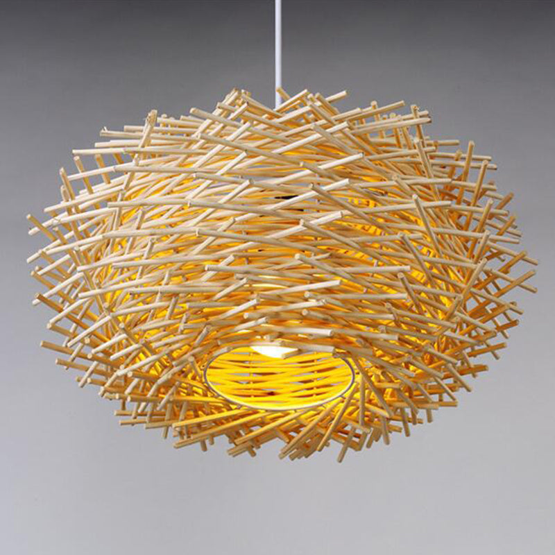 Rattan Decorative Pendant Lamp: Modern Indoor Lighting Fixture Beige