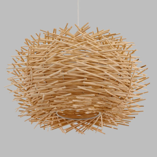 Rattan Decorative Pendant Lamp: Modern Indoor Lighting Fixture Beige