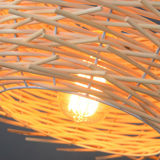 Rattan Decorative Pendant Lamp: Modern Indoor Lighting Fixture Beige