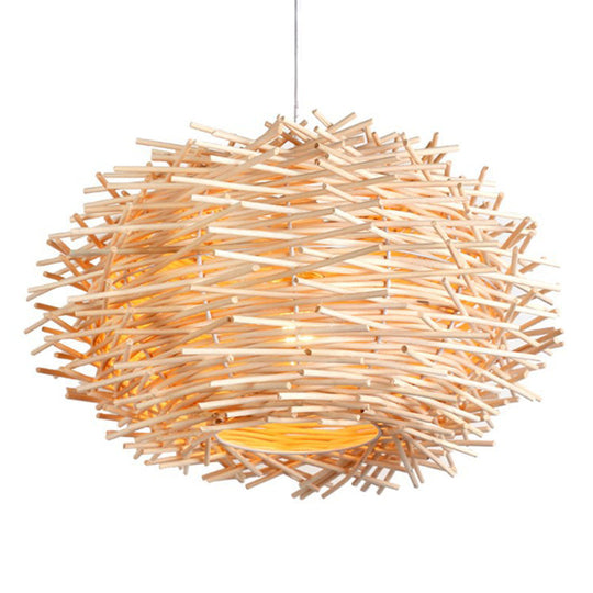 Rattan Decorative Pendant Lamp: Modern Indoor Lighting Fixture Beige / 12