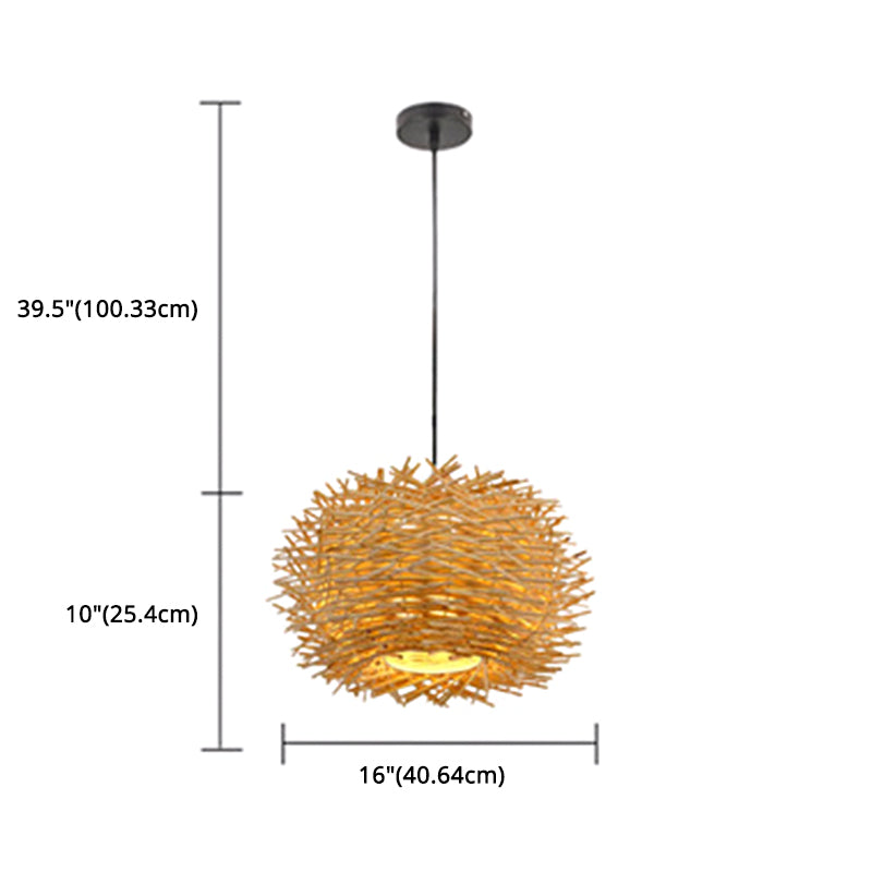 Rattan Decorative Pendant Lamp: Modern Indoor Lighting Fixture Beige