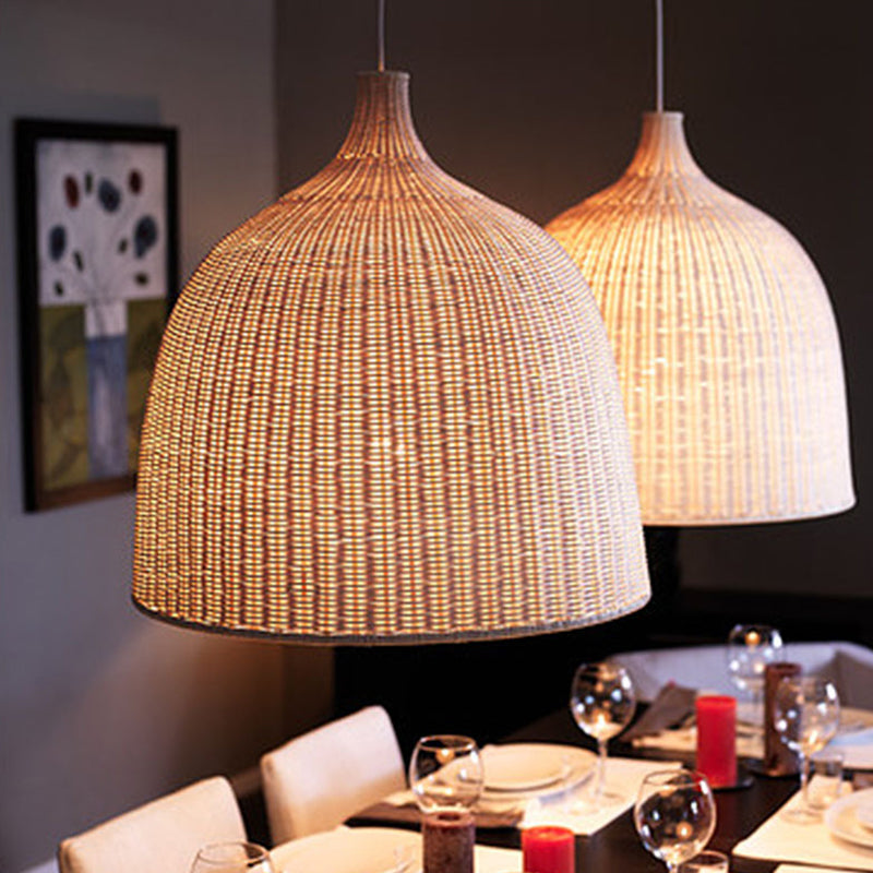 Bamboo Handwoven Dome Pendant Ceiling Light For Dining Table