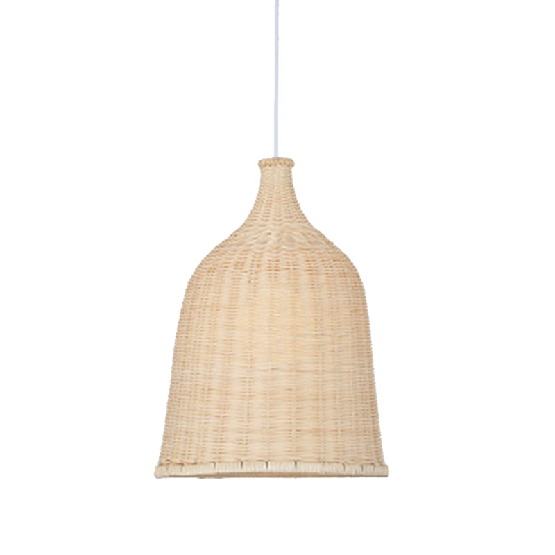 Bamboo Handwoven Dome Pendant Ceiling Light For Dining Table Khaki / 12