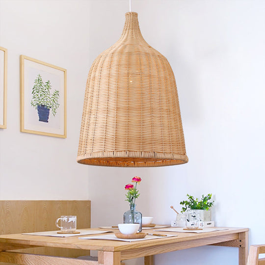 Bamboo Handwoven Dome Pendant Ceiling Light For Dining Table