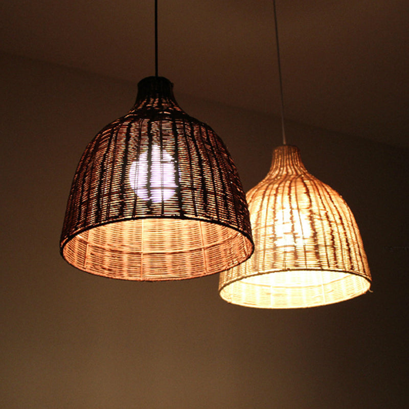 Bamboo Handwoven Dome Pendant Ceiling Light For Dining Table