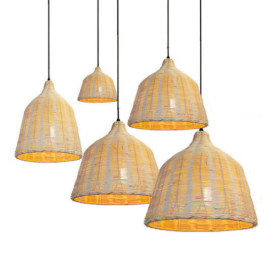 Bamboo Handwoven Dome Pendant Ceiling Light For Dining Table