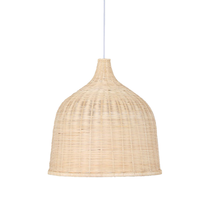 Bamboo Handwoven Dome Pendant Ceiling Light For Dining Table Khaki / 18