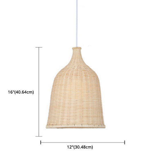 Bamboo Handwoven Dome Pendant Ceiling Light For Dining Table