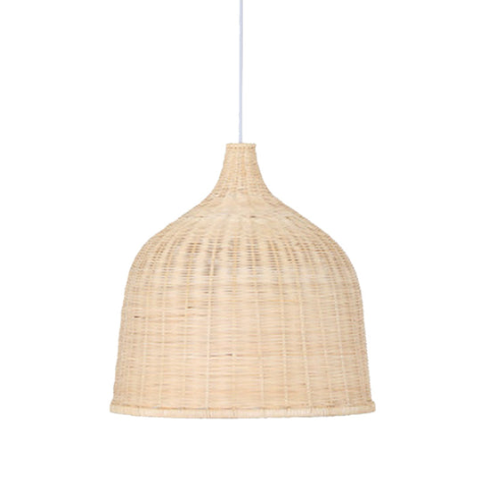 Bamboo Handwoven Dome Pendant Ceiling Light For Dining Table Khaki / 23.5