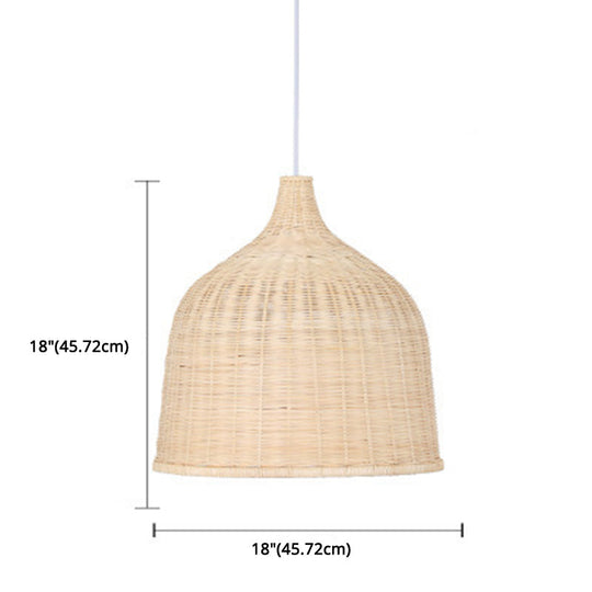 Bamboo Handwoven Dome Pendant Ceiling Light For Dining Table