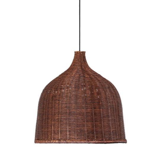 Bamboo Handwoven Dome Pendant Ceiling Light For Dining Table Coffee / 23.5