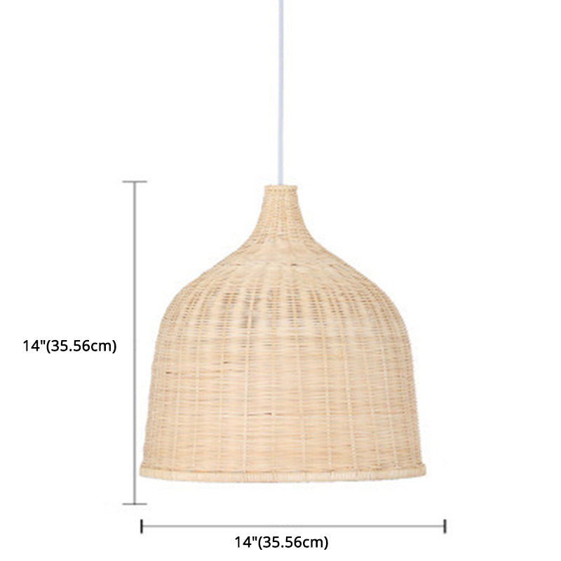 Bamboo Handwoven Dome Pendant Ceiling Light For Dining Table