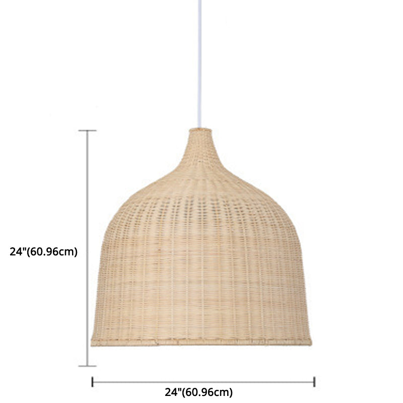 Bamboo Handwoven Dome Pendant Ceiling Light For Dining Table