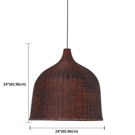 Bamboo Handwoven Dome Pendant Ceiling Light For Dining Table