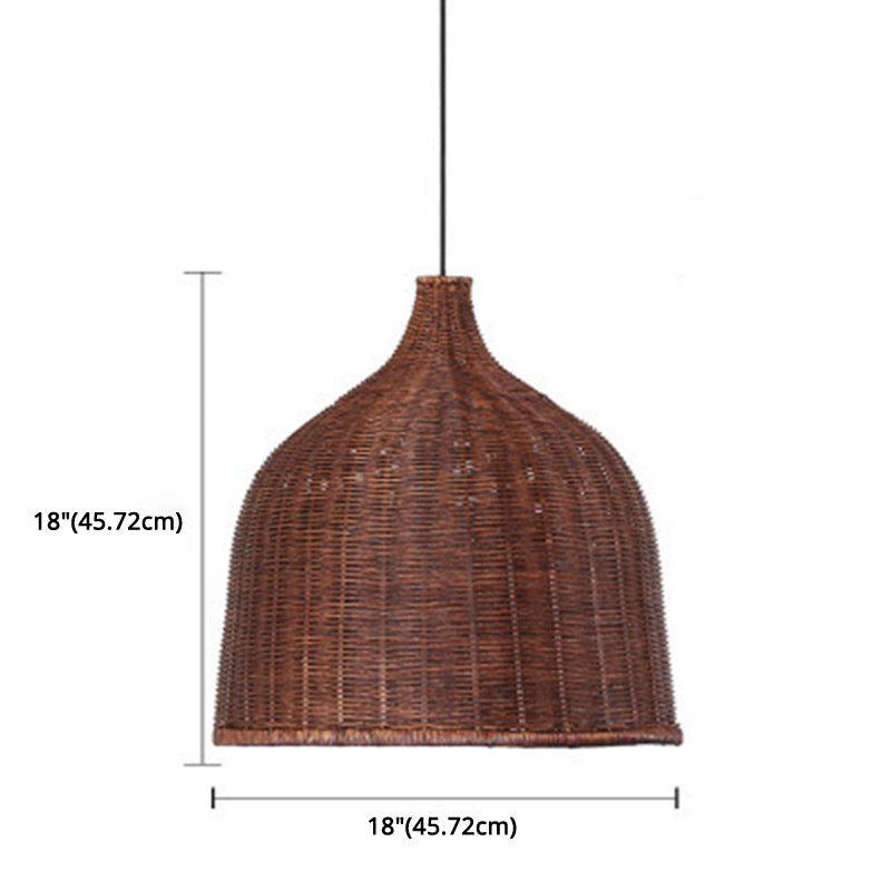 Bamboo Handwoven Dome Pendant Ceiling Light For Dining Table