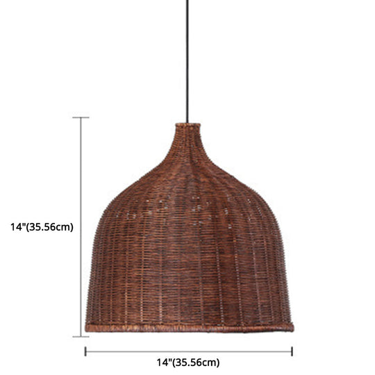 Bamboo Handwoven Dome Pendant Ceiling Light For Dining Table