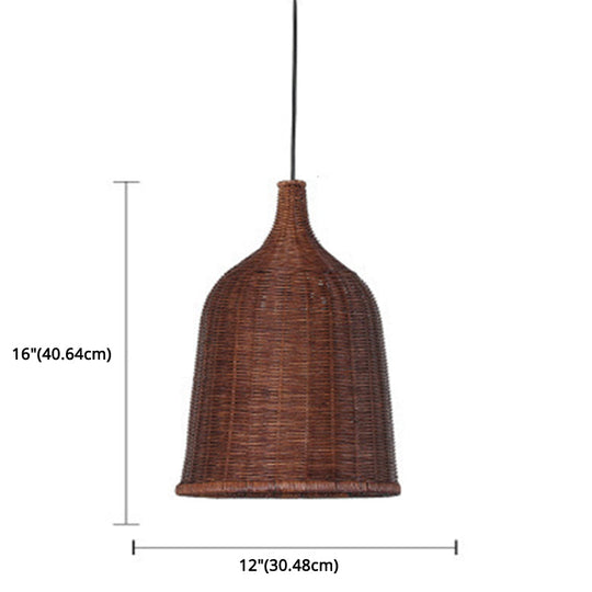 Bamboo Handwoven Dome Pendant Ceiling Light For Dining Table