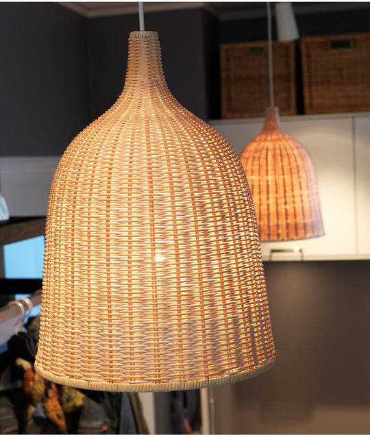 Bamboo Handwoven Dome Pendant Ceiling Light For Dining Table