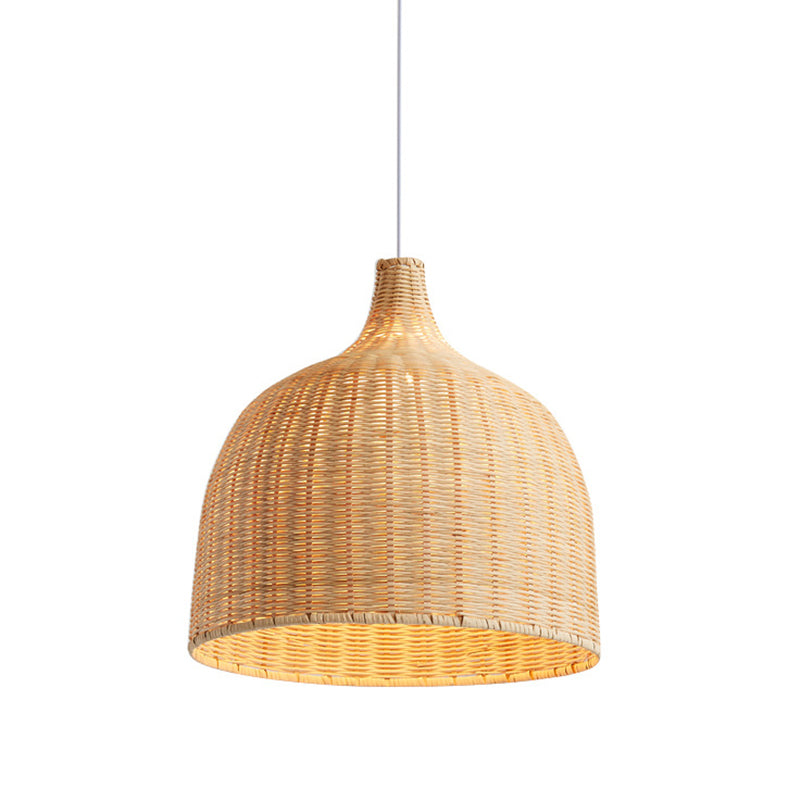 Chinese Bamboo Handwoven Pendant Light - Single Bulb Beige / 11