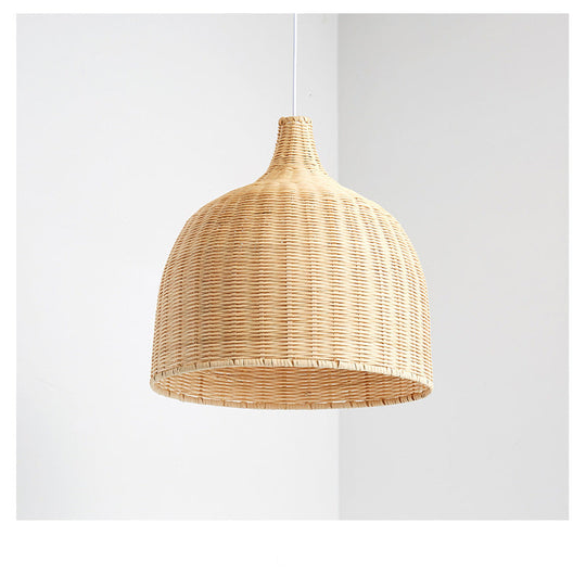 Chinese Bamboo Handwoven Pendant Light - Single Bulb Beige