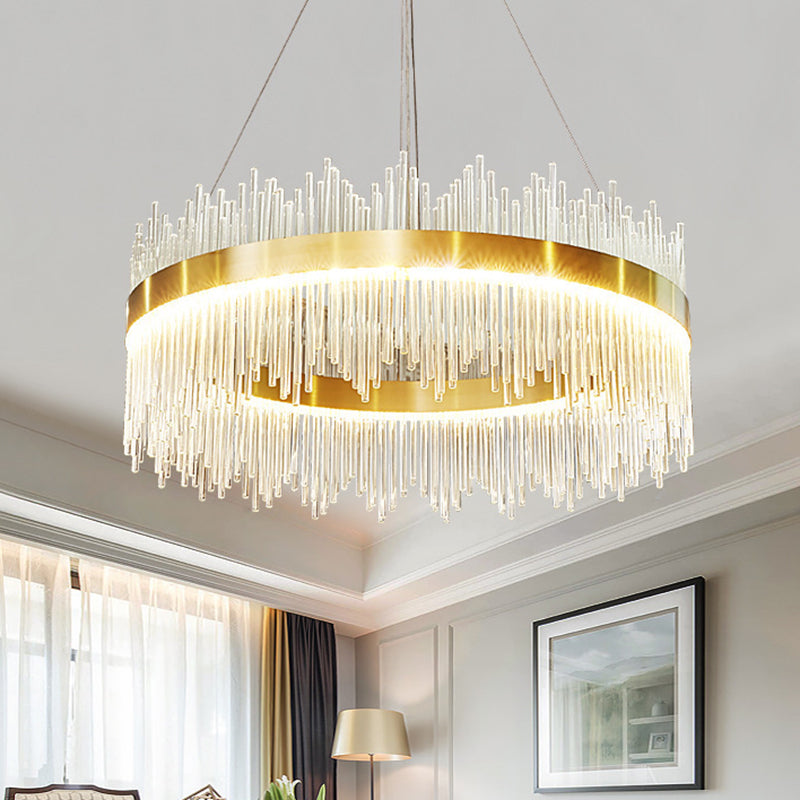 Modern Clear Crystal Pendant Led Suspension Lamp For Dining Table