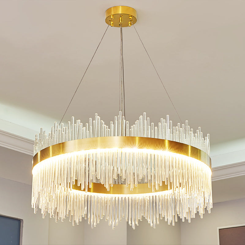 Modern Clear Crystal Pendant Led Suspension Lamp For Dining Table