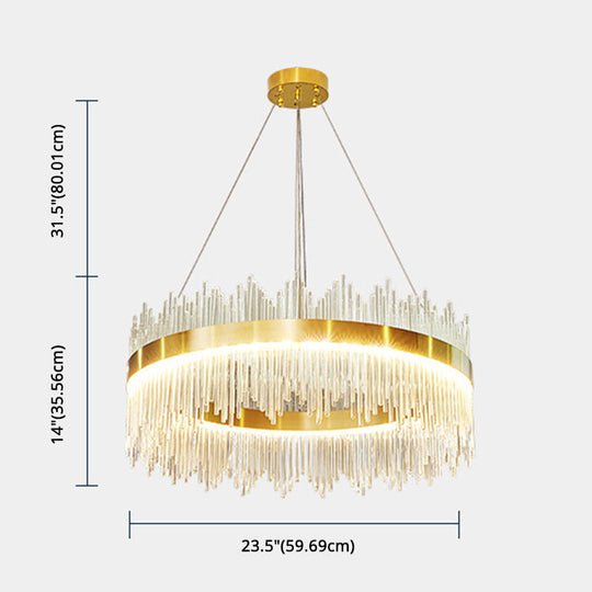 Modern Clear Crystal Pendant Led Suspension Lamp For Dining Table